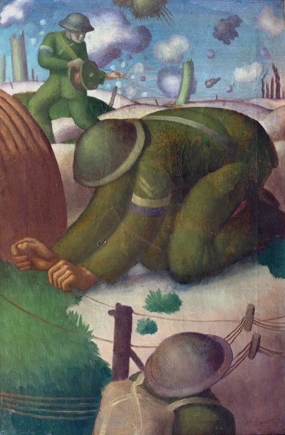 Tendido de cable telefónico, c.1919 de Colin Unwin Gill